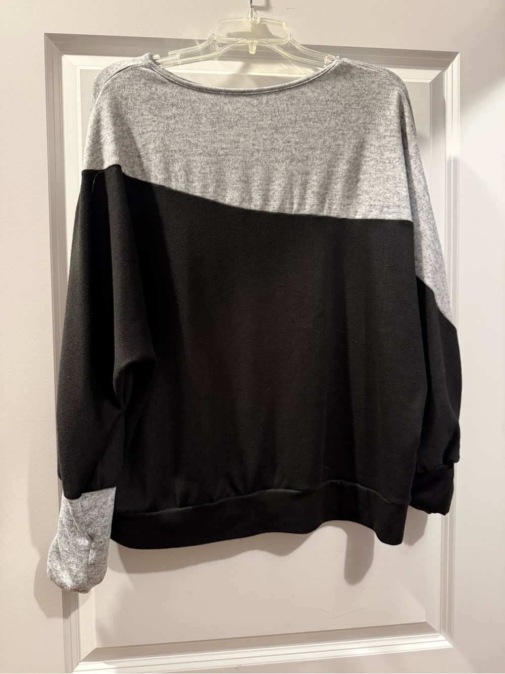 Gray and Black Colorblock Women's Sweater - Casual Pullover
